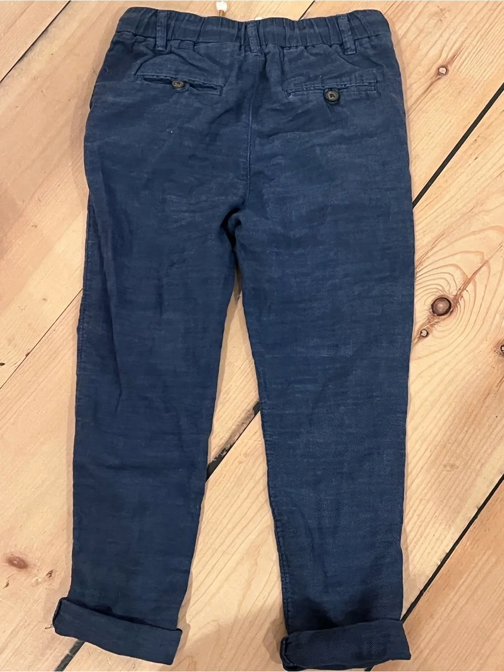 H&M Navy Pull-On Chino Pants with Drawstring Linen Style